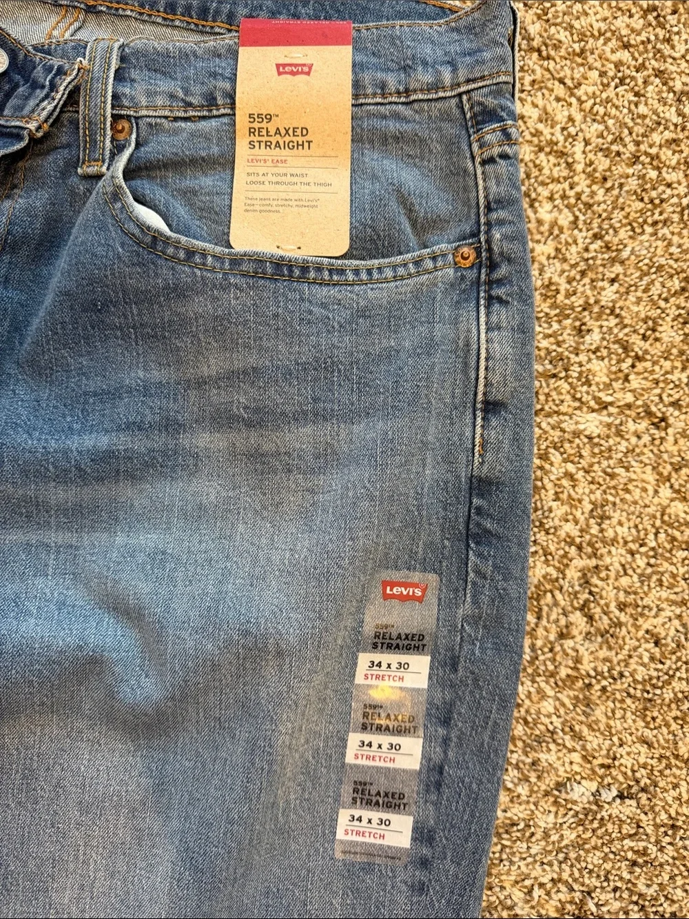 Levi's Men's Relaxed Straight Jeans in Medium & Dark Wash - 34x30 - Bundle of 2
